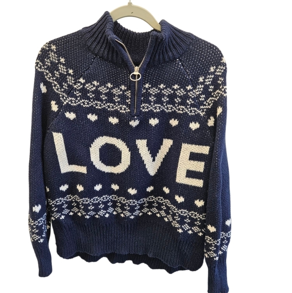 Aerie Love Graphic Fair Isle Pullover Knit Sweater